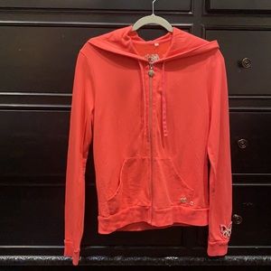 Exquisite Coral Twisted Heart Zip Up Jacket